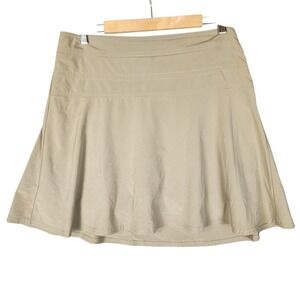 Athleta Skort Women's 12 Tan Mini Zip Pocket Hiking Golf Activewear